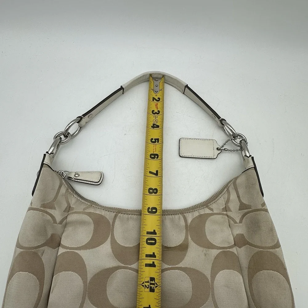 Coach Kristin Signature C Print Cream Saddle Flap Shoulder Hand Bag 13x10